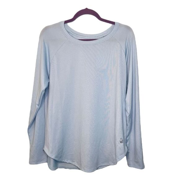 Cuddl Duds Cozy Long Sleeve Pajama Top Light Blue Soft Knit M - Picture 1 of 7